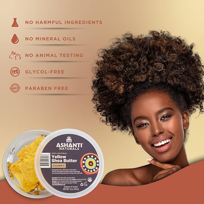 Ashanti African Chunky Shea Butter Hair Treatment โ Yellow โ 100% Natural โ 5 oz & 10 oz - Beauty Exchange Beauty Supply
