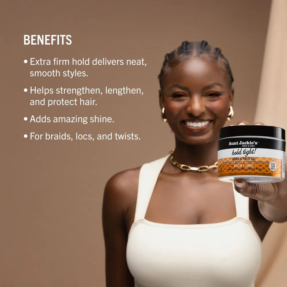 Aunt Jackie's - Award - Winning Braid + Twist Collection | Hold Tight! - Braid & Twist Gel | Help Lengthen | Protect | Strengthen | 7.5Oz | - Beauty Exchange Beauty Supply