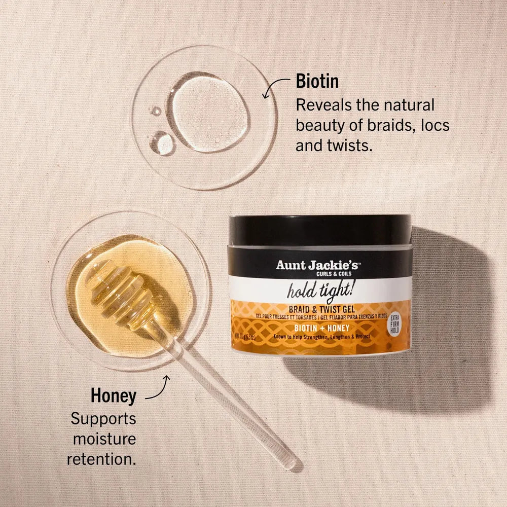 Aunt Jackie's - Award - Winning Braid + Twist Collection | Hold Tight! - Braid & Twist Gel | Help Lengthen | Protect | Strengthen | 7.5Oz | - Beauty Exchange Beauty Supply