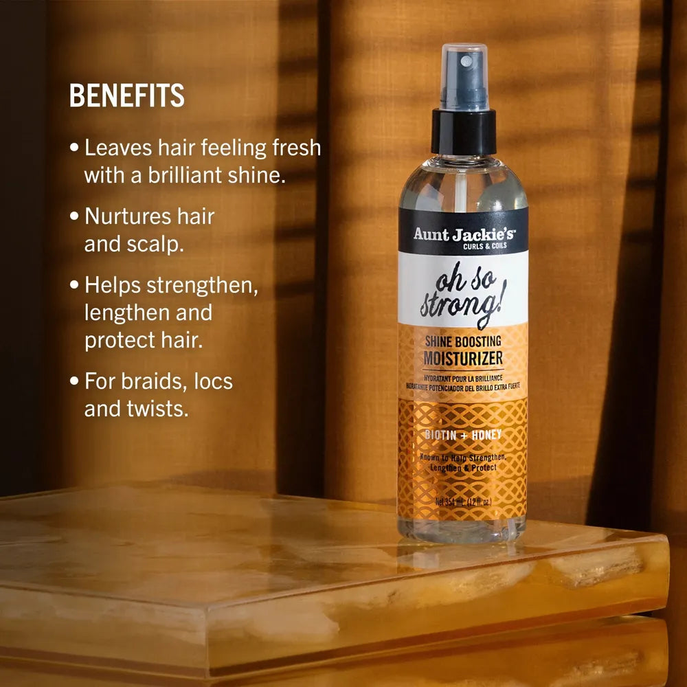 Aunt Jackie's - Award - Winning Braid + Twist Collection | Oh So Strong - Shine Boosting Moisturizer | Help Hydrate | Protect | Strengthen | 12Oz | - Beauty Exchange Beauty Supply