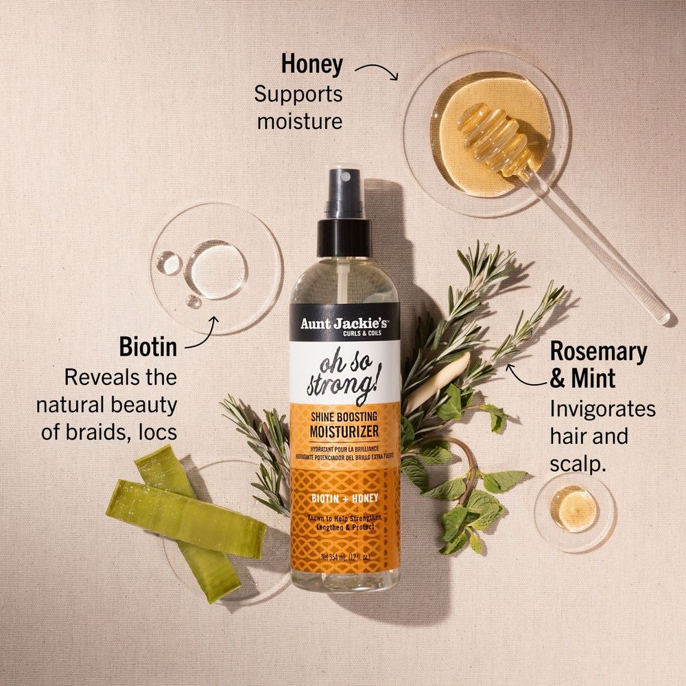 Aunt Jackie's - Award - Winning Braid + Twist Collection | Oh So Strong - Shine Boosting Moisturizer | Help Hydrate | Protect | Strengthen | 12Oz | - Beauty Exchange Beauty Supply