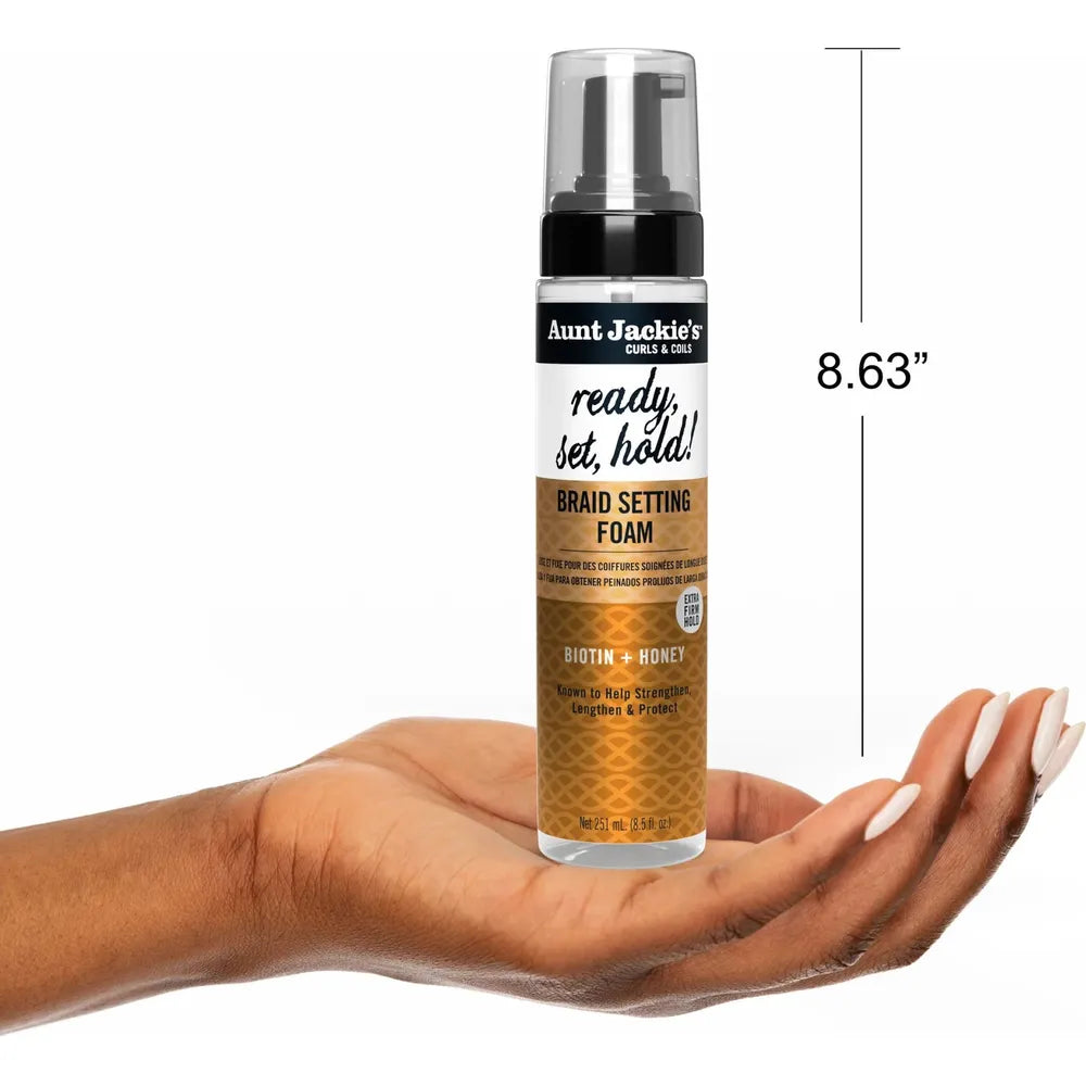 Aunt Jackie's - Award - Winning Braid + Twist Collection | Ready, Set, Hold! - Braid Setting Foam | Help Hydrate | Protect | Strengthen | 8.5Oz | - Beauty Exchange Beauty Supply