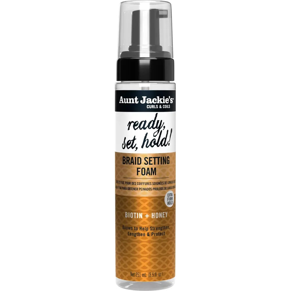 Aunt Jackie's - Award - Winning Braid + Twist Collection | Ready, Set, Hold! - Braid Setting Foam | Help Hydrate | Protect | Strengthen | 8.5Oz | - Beauty Exchange Beauty Supply