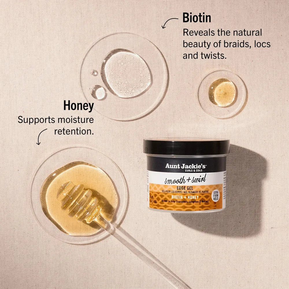 Aunt Jackie's - Award - Winning Braid + Twist Collection | Smooth + Swirl - Edge Gel | Help Lengthen | Protect | Strengthen | 4Oz | - Beauty Exchange Beauty Supply