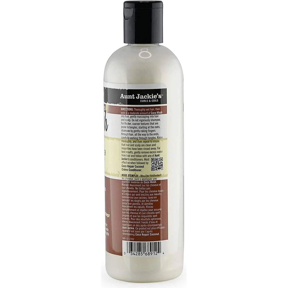 Aunt Jackie’s Coco Wash Coconut Milk Conditioning Cleanser – 12 oz | Sulfate - Free Co - Wash for Soft, Hydrated Curls - Beauty Exchange Beauty Supply