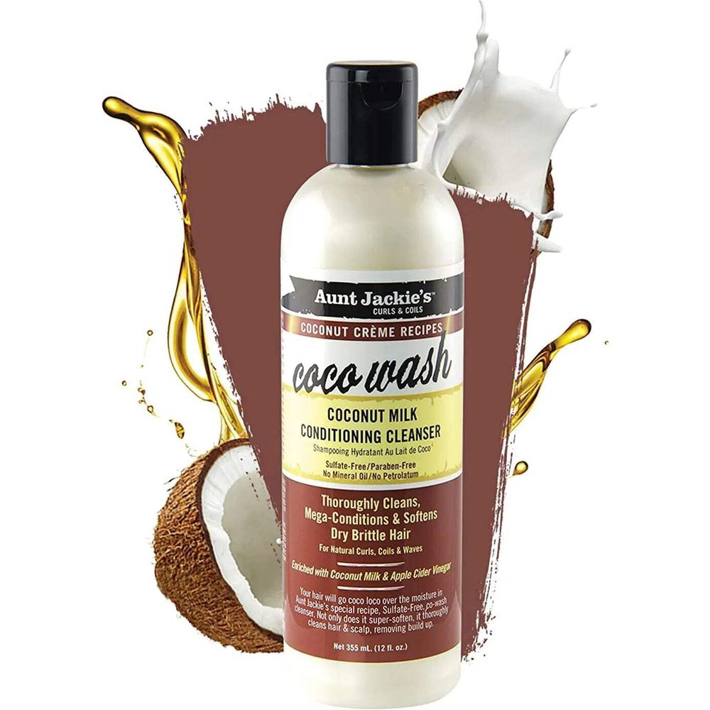 Aunt Jackie’s Coco Wash Coconut Milk Conditioning Cleanser – 12 oz | Sulfate - Free Co - Wash for Soft, Hydrated Curls - Beauty Exchange Beauty Supply