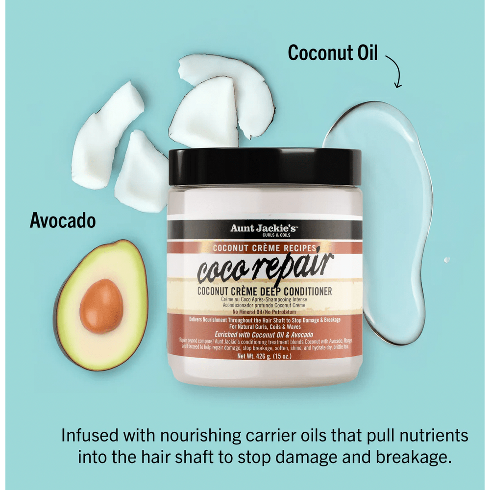Aunt Jackie’s Coconut Crème Recipes Coco Repair Deep Hair Conditioner – 15 oz | Restorative Treatment for Dry, Damaged Curls - Beauty Exchange Beauty Supply