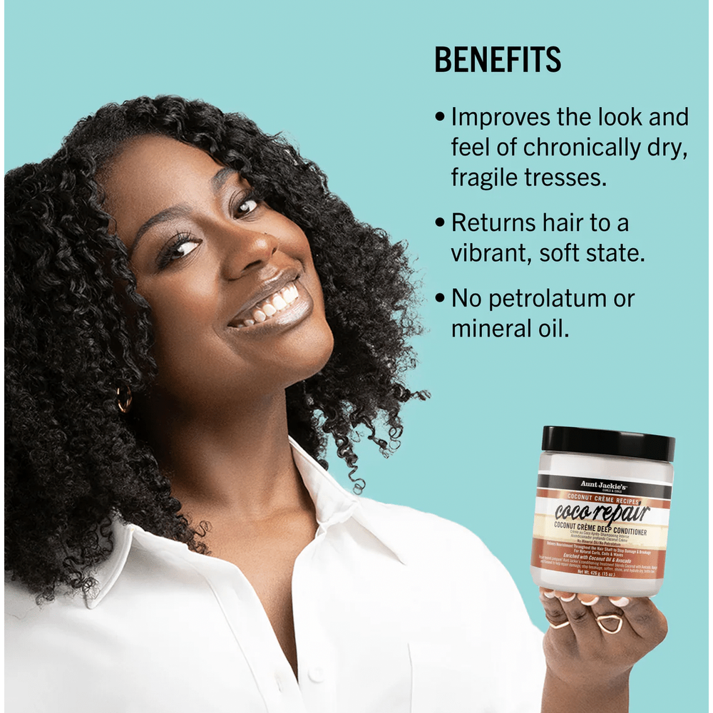 Aunt Jackie’s Coconut Crème Recipes Coco Repair Deep Hair Conditioner – 15 oz | Restorative Treatment for Dry, Damaged Curls - Beauty Exchange Beauty Supply