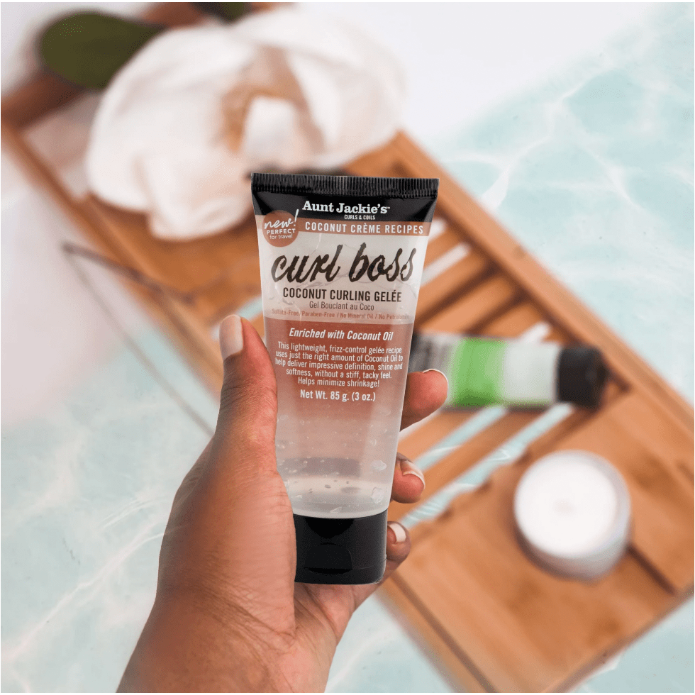 Aunt Jackie’s Curl Boss Coconut Curling Gelée – 3 oz | Travel - Size Curl Definer for Natural Hair with Coconut Oil - Beauty Exchange Beauty Supply