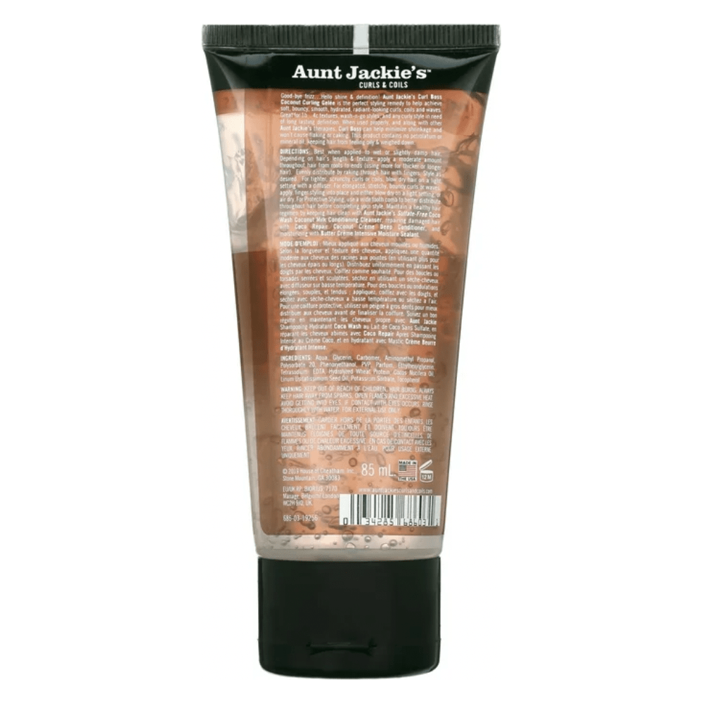 Aunt Jackie’s Curl Boss Coconut Curling Gelée – 3 oz | Travel - Size Curl Definer for Natural Hair with Coconut Oil - Beauty Exchange Beauty Supply