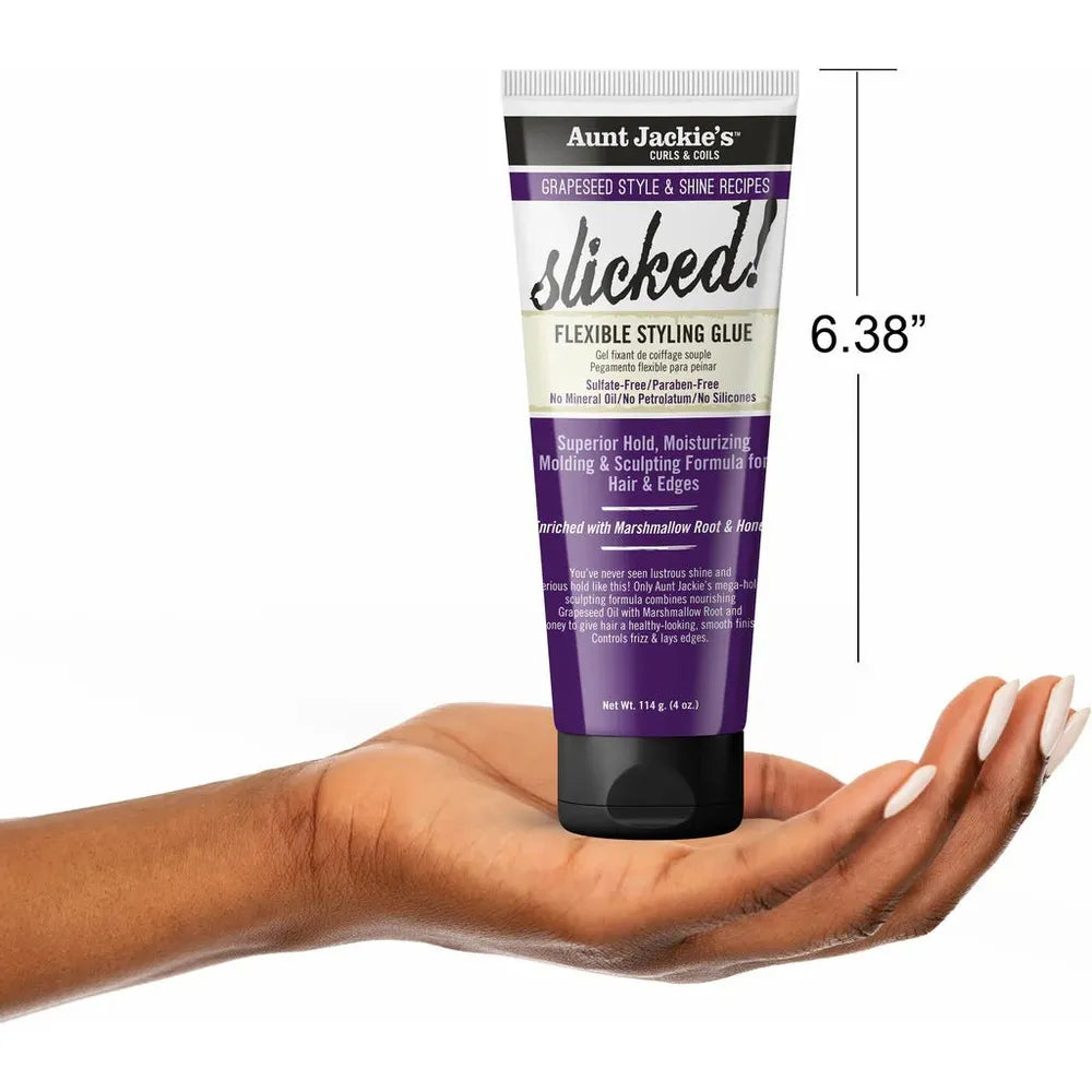 Aunt Jackie’s Curls & Coils Grapeseed Collection Slicked Styling Glue | Moisturizing Edge Control & Styling Gel for Long - Lasting Hold – 4 oz - Beauty Exchange Beauty Supply