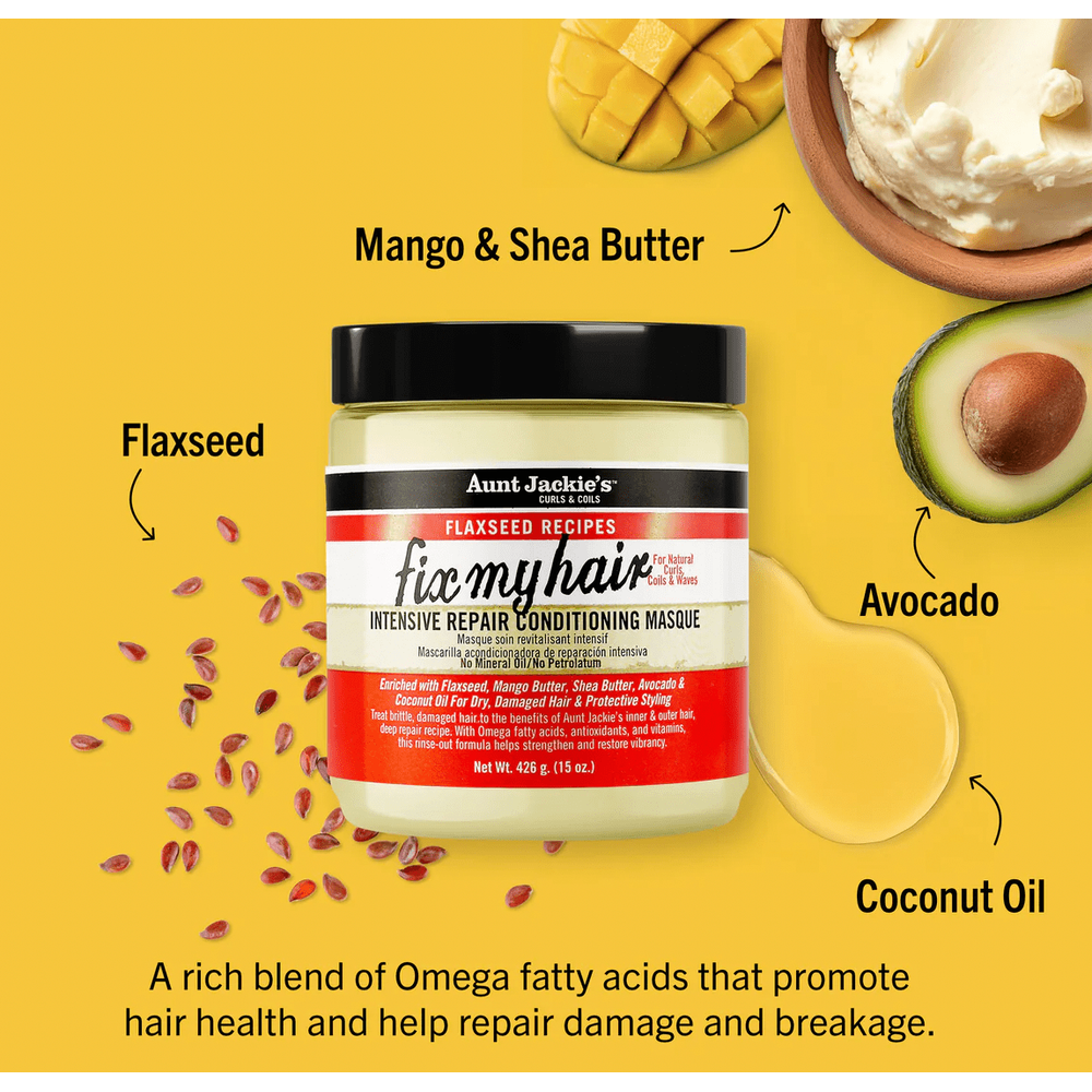 Aunt Jackie’s Fix My Hair Intensive Repair Conditioning Masque – 15 oz | Strength & Moisture Therapy for Damaged Hair - Beauty Exchange Beauty Supply