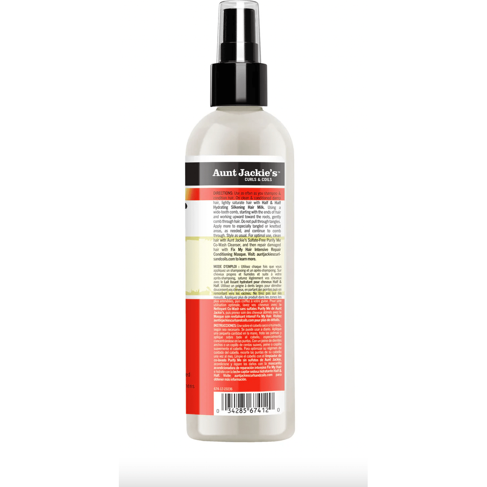 Aunt Jackie’s Flaxseed Recipes Half & Half Hydrating Silkening Hair Milk – 12 oz | Daily Moisture & Shine for Curls, Coils & Waves - Beauty Exchange Beauty Supply