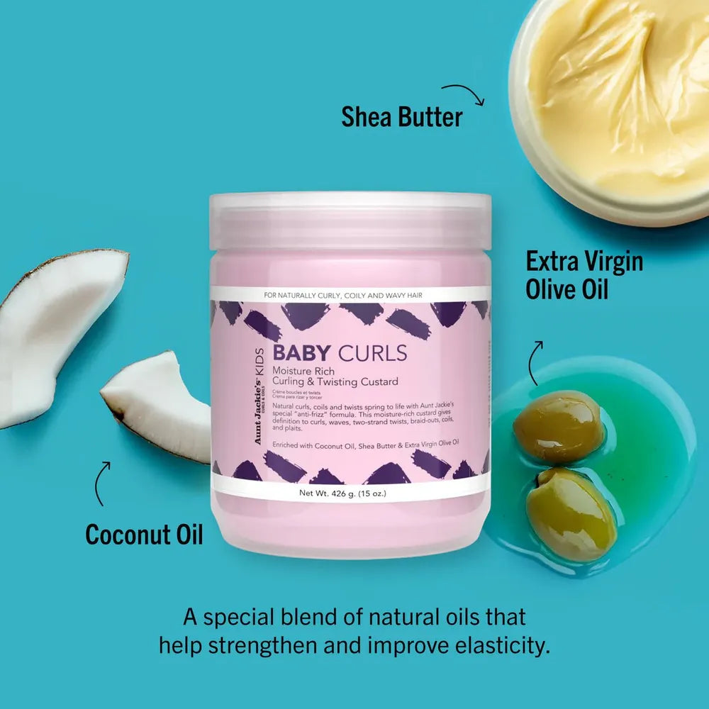 Aunt Jackie's Girls Baby Girl Curls Curling & Twisting Custard | Curl - Defining Styler for Kids Natural Hair – 15 oz - Beauty Exchange Beauty Supply