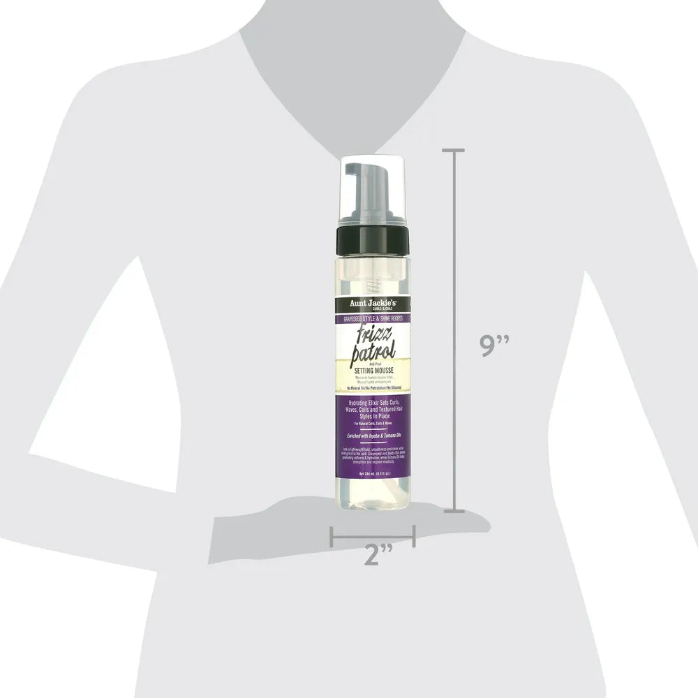 Aunt Jackie’s Grapeseed Frizz Patrol Anti - Poof Setting Mousse – 8.5 fl oz (Unisex) - Beauty Exchange Beauty Supply