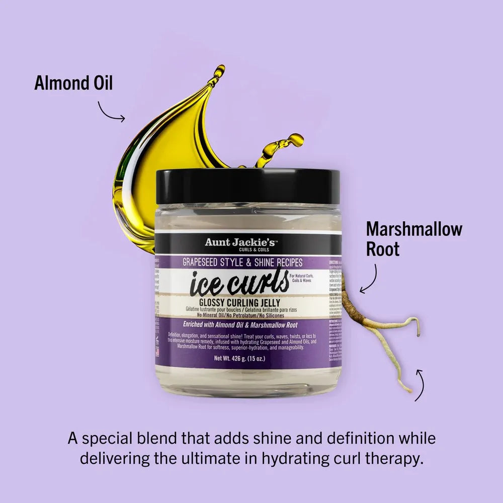 Aunt Jackie’s Grapeseed Ice Curls Curling Gel | Defines, Moisturizes & Holds Curls with Grapeseed Oil – 15 oz - Beauty Exchange Beauty Supply