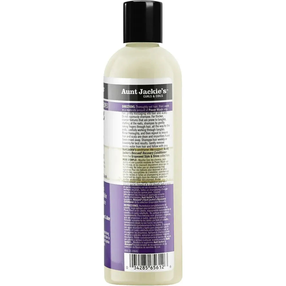 Aunt Jackie’s Grapeseed Style & Shine Power Wash Intense Moisture Clarifying Hair Shampoo | Deep Cleansing Shampoo with Moisture & Shine for All Hair Types – 12 oz - Beauty Exchange Beauty Supply