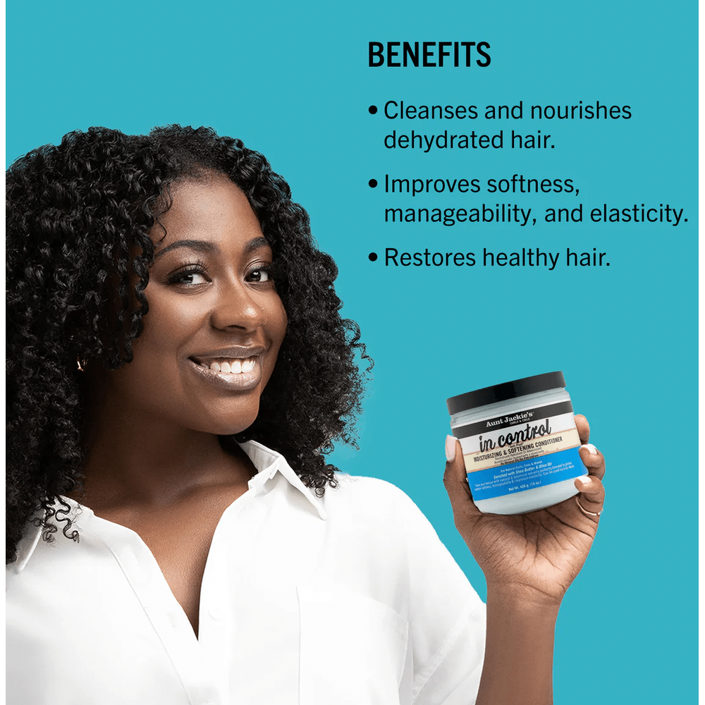 Aunt Jackie's In Control Moisturizing & Softening Conditioner – 15 oz | Frizz - Taming Hydration for Curly & Coily Hair - Beauty Exchange Beauty Supply