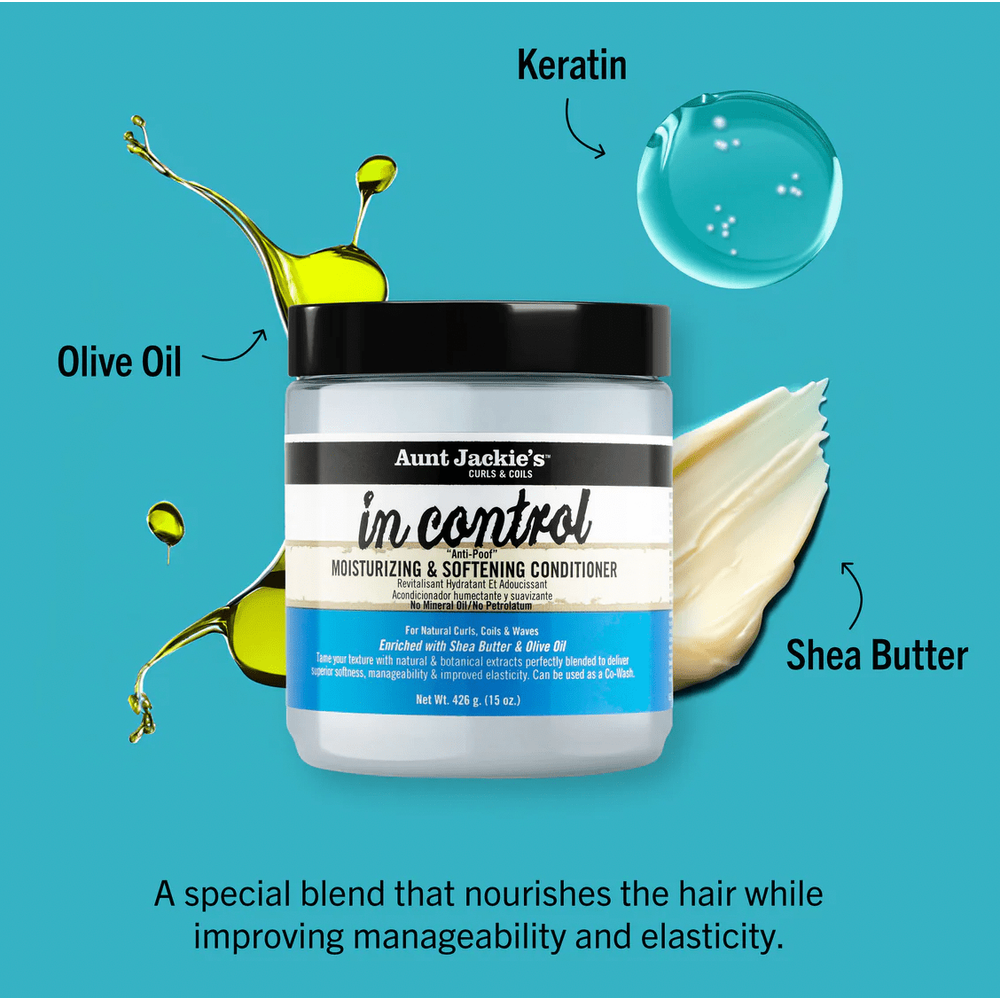 Aunt Jackie's In Control Moisturizing & Softening Conditioner – 15 oz | Frizz - Taming Hydration for Curly & Coily Hair - Beauty Exchange Beauty Supply