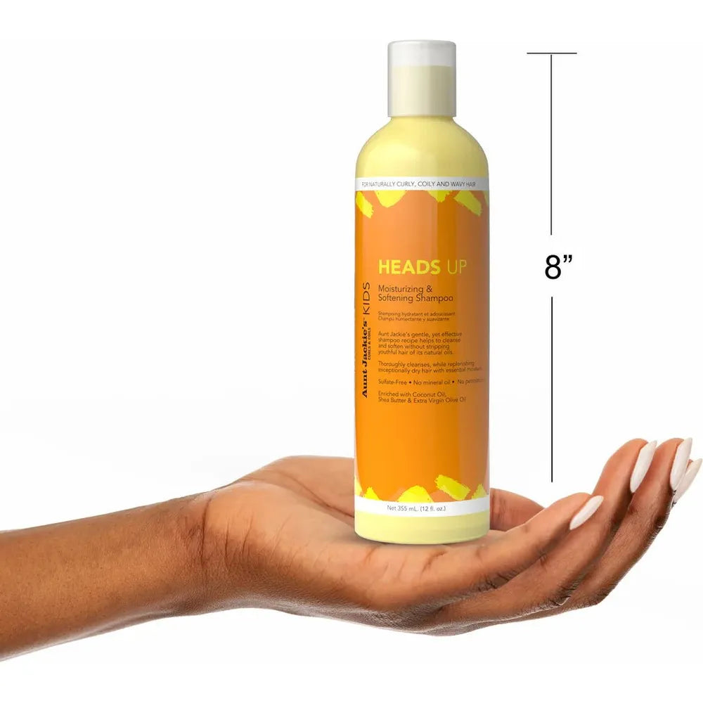 Aunt Jackie’s Kids Heads Up Moisturizing & Hair Softening Shampoo – 12 oz | Gentle Cleanse for Curly, Coily & Wavy Hair - Beauty Exchange Beauty Supply
