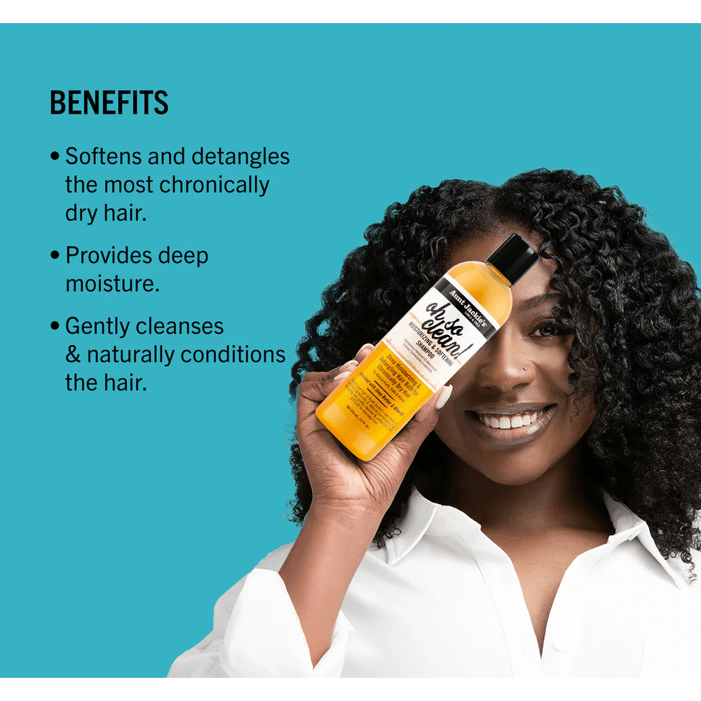 Aunt Jackie’s Oh So Clean Moisturizing & Softening Shampoo – 12 oz | Gentle Cleanse for Curly, Coily & Wavy Hair - Beauty Exchange Beauty Supply