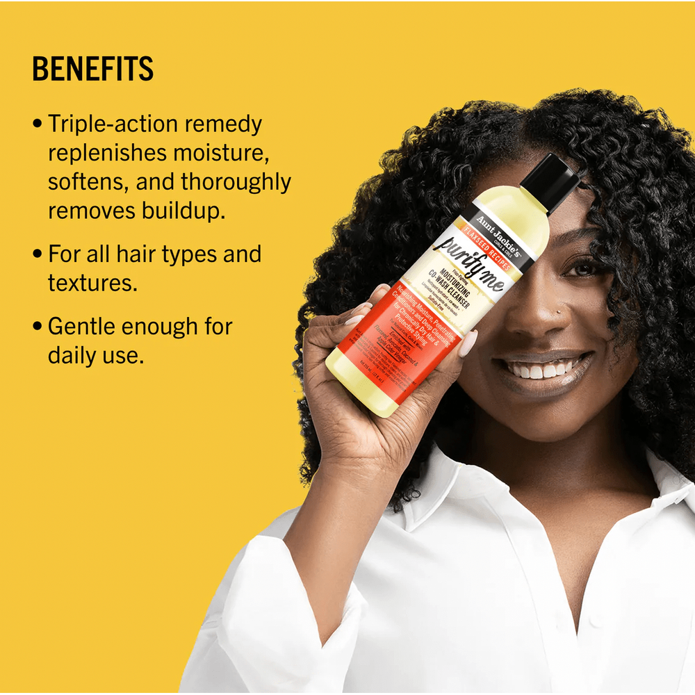 Aunt Jackie’s Purify Me Moisturizing Co - Wash Cleanser – 12 oz | Sulfate - Free 3 - in - 1 Cleanser for Natural Curls & Coils - Beauty Exchange Beauty Supply