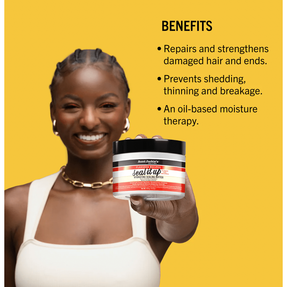 Aunt Jackie’s Seal It Up Hydrating Sealing Butter – 7.5 oz | Moisture - Locking Cream for Dry, Brittle Natural Hair - Beauty Exchange Beauty Supply