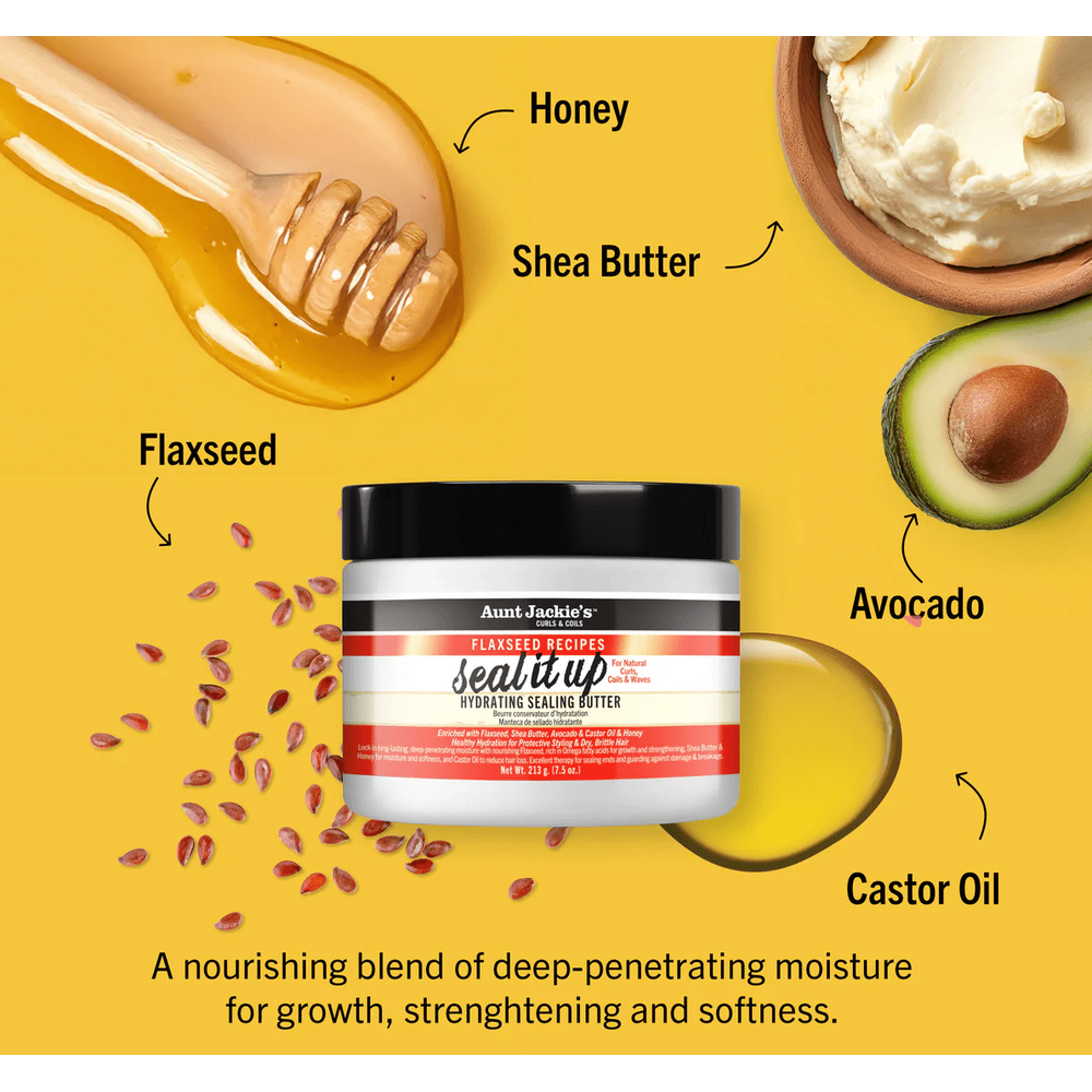Aunt Jackie’s Seal It Up Hydrating Sealing Butter – 7.5 oz | Moisture - Locking Cream for Dry, Brittle Natural Hair - Beauty Exchange Beauty Supply
