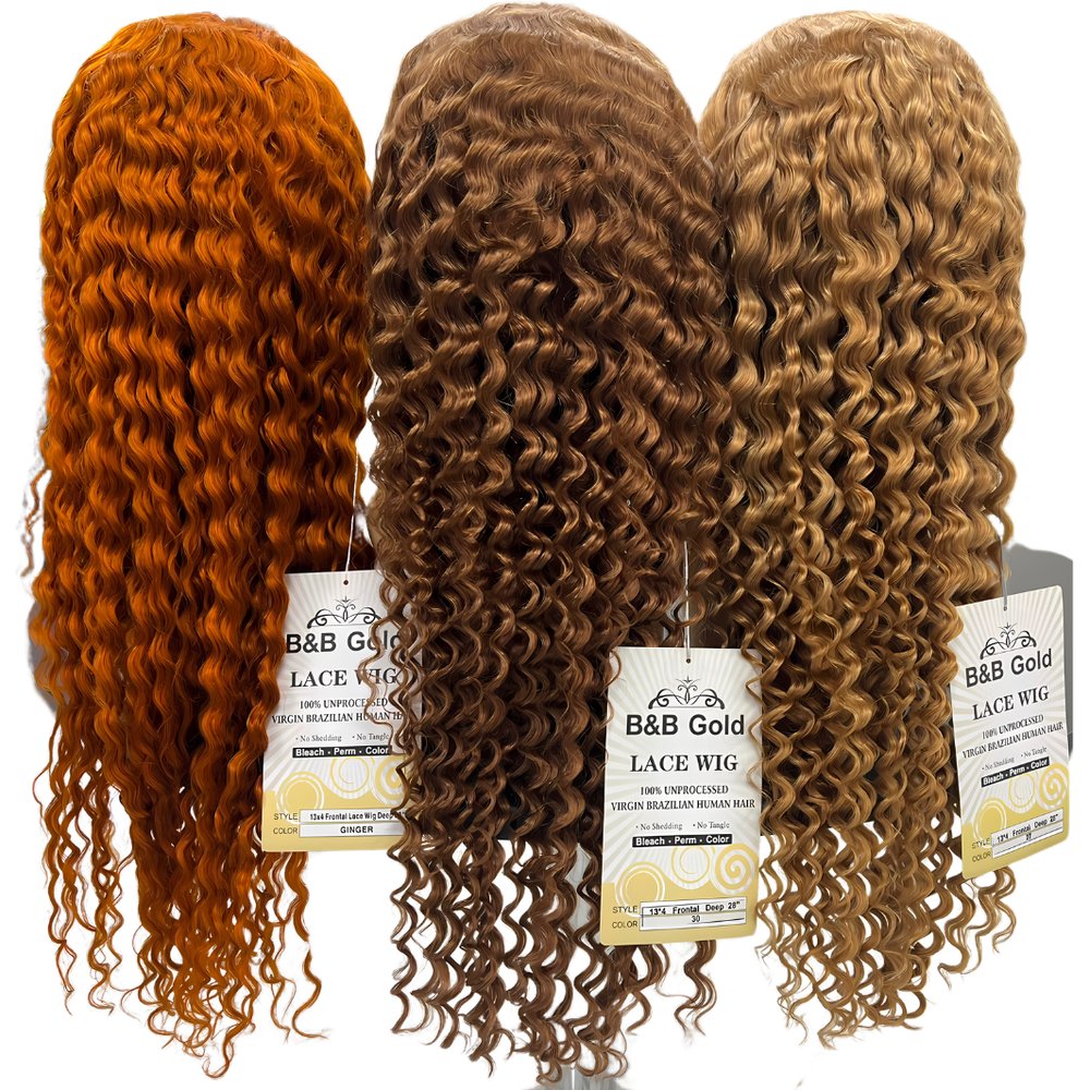 B & B Gold 100% Brazilian Human Hair 13x4 Lace Front Wig - Color Wigs (Deep Wave) - Beauty Exchange Beauty Supply