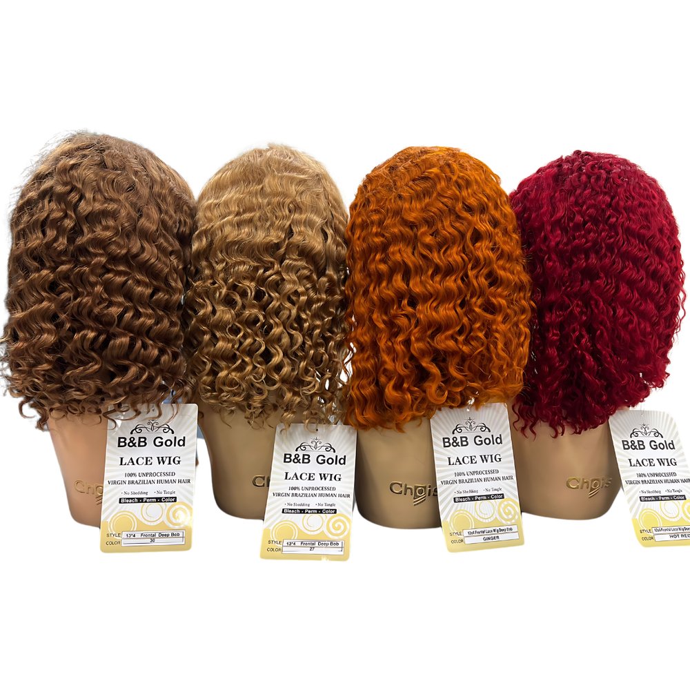 B & B Gold 100% Brazilian Human Hair 13x4 Lace Front Wig - Color Wigs (Deep Wave) - Beauty Exchange Beauty Supply