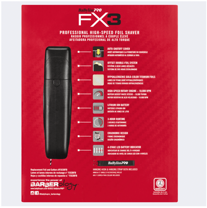 BaBylissPRO FX3 Cordless Clipper – High - Torque Fade Machine DLC Blade - Beauty Exchange Beauty Supply