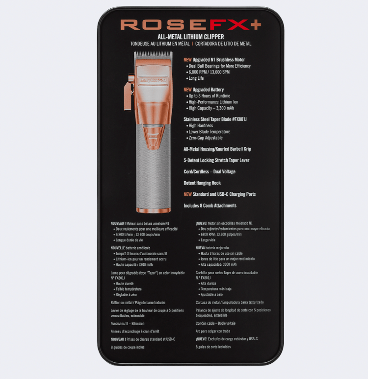 BaBylissPRO RoseFX+ All - Metal Lithium Clipper - Beauty Exchange Beauty Supply