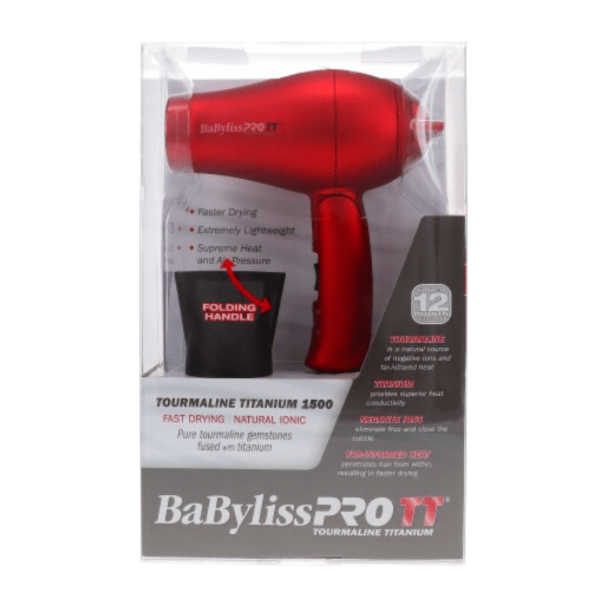 BaBylissPRO TT Tourmaline Titanium 1000W Travel Hair Dryer – Compact Ionic Blow Dryer for Frizz - Free Styling On - the - Go - Beauty Exchange Beauty Supply