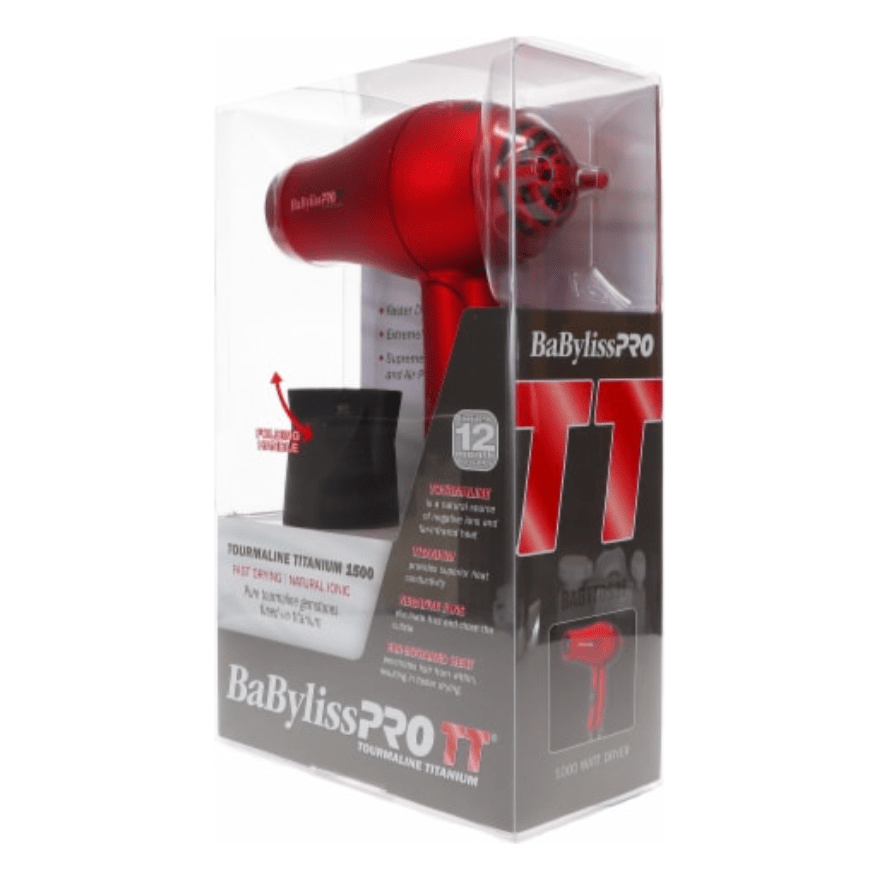 BaBylissPRO TT Tourmaline Titanium 1000W Travel Hair Dryer – Compact Ionic Blow Dryer for Frizz - Free Styling On - the - Go - Beauty Exchange Beauty Supply