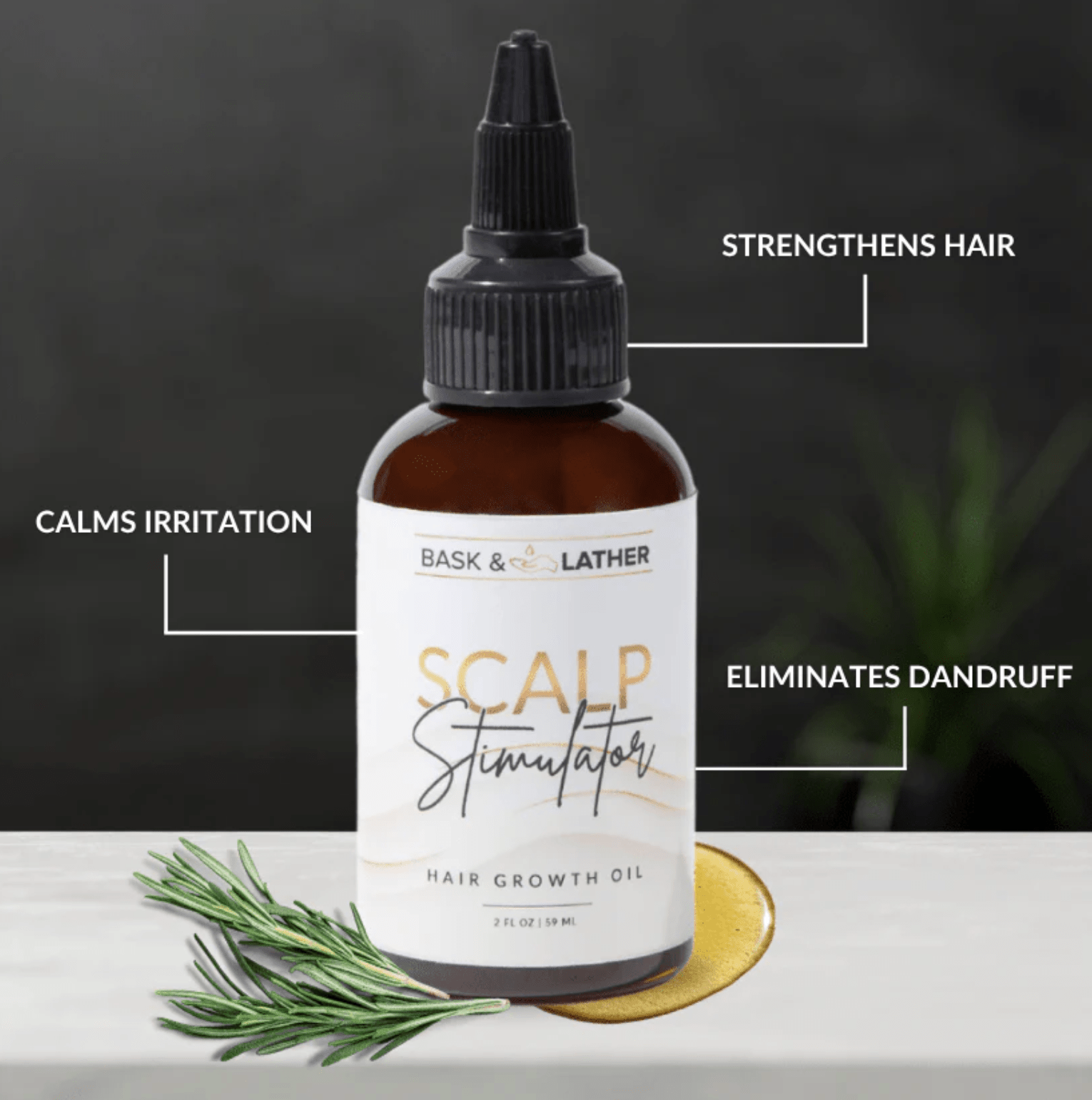 Bask & Lather Scalp Stimulator Hair Oil - 2oz - Beauty Exchange Beauty Supply