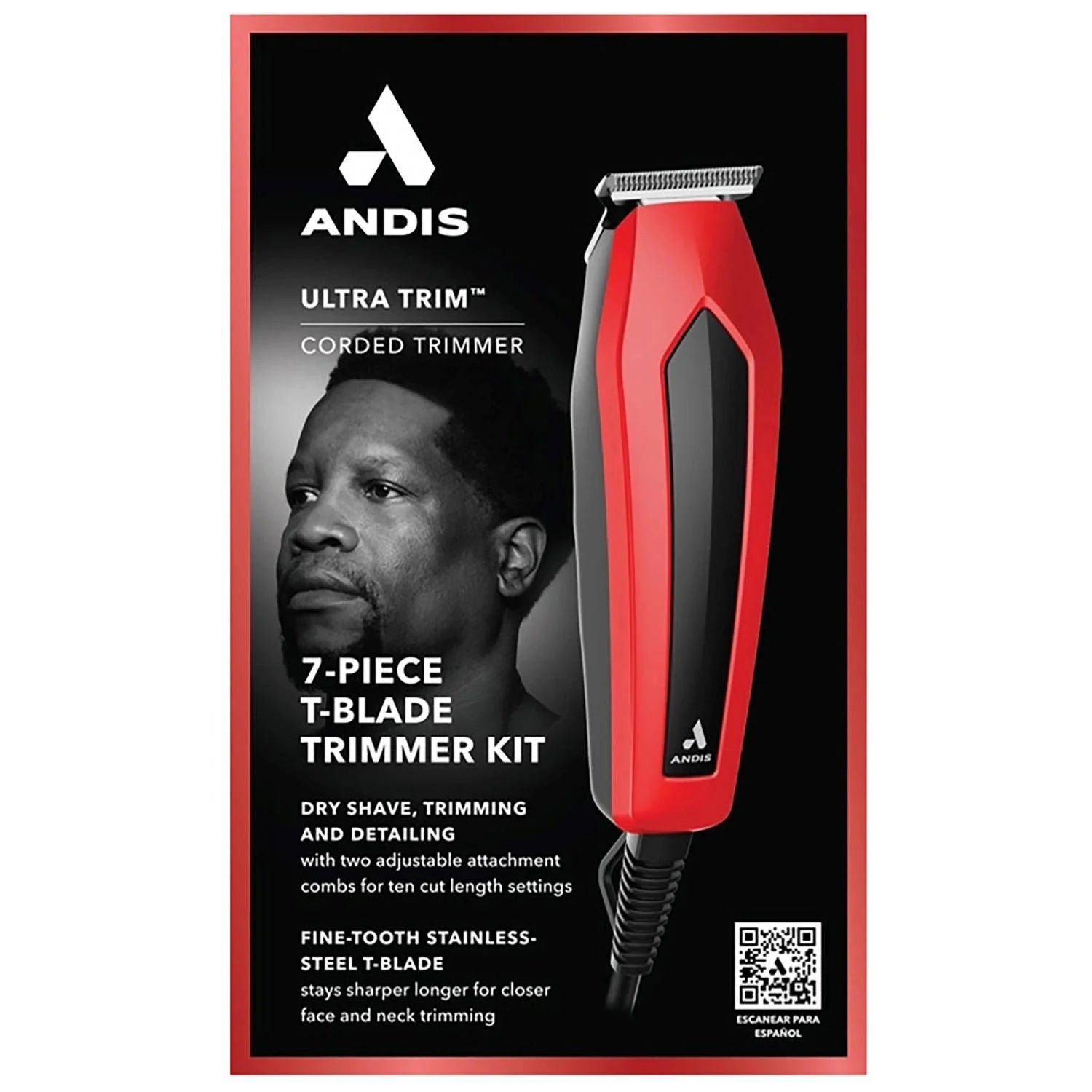 Andis – At-Home Trimmer Ultra Trim Red – 7 Piece Kit
