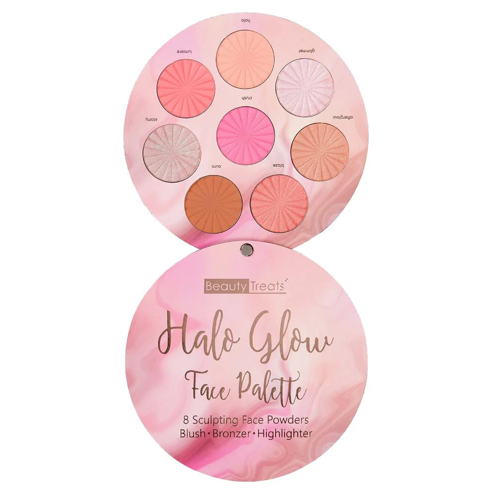 Beauty Treats Halo Glow Face Palette – Highlight, Blush & Bronze in One | 36g - Beauty Exchange Beauty Supply