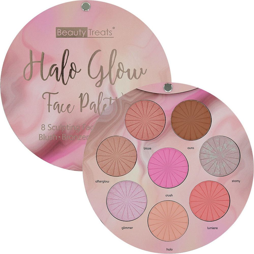 Beauty Treats Halo Glow Face Palette – Highlight, Blush & Bronze in One | 36g - Beauty Exchange Beauty Supply