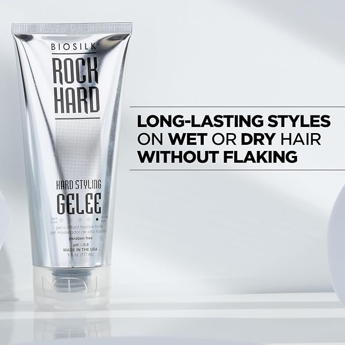 BioSilk Rock Hard Gel | Firm Hold • Long - Lasting Styles • Sulfate, Paraben & Cruelty - Free – 6 oz - Beauty Exchange Beauty Supply