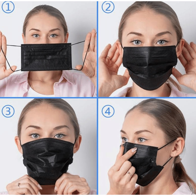 Black Face Mask 3 Layer Disposable - 50 Pcs - Beauty Exchange Beauty Supply