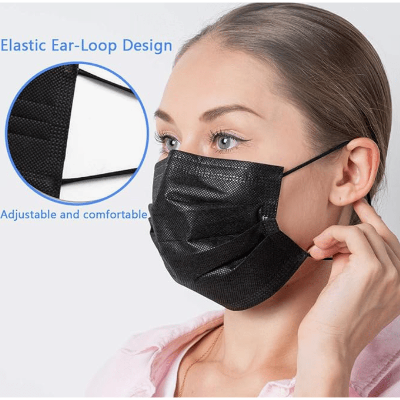 Black Face Mask 3 Layer Disposable - 50 Pcs - Beauty Exchange Beauty Supply
