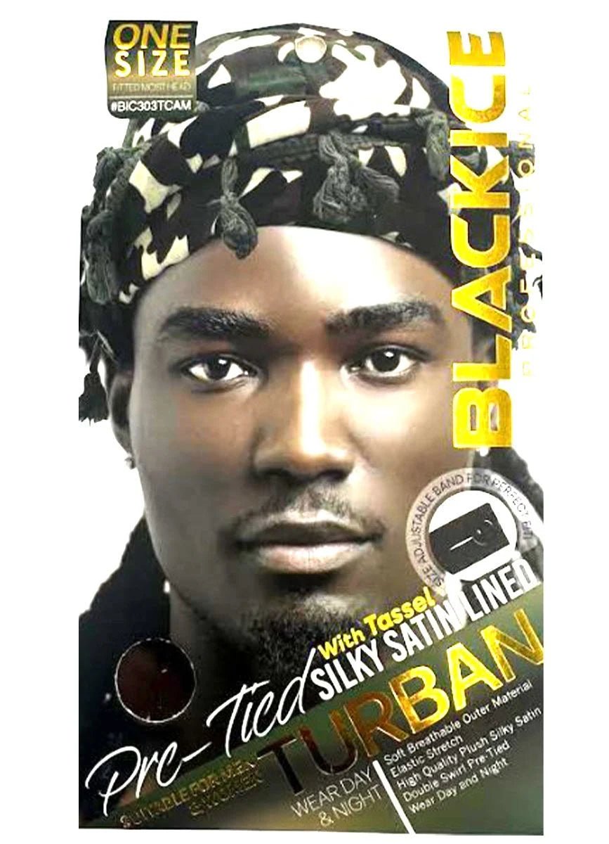 Black Ice Professional Silky Satin Lined Turban – Pre - Tied - Beauty Exchange Beauty Supply