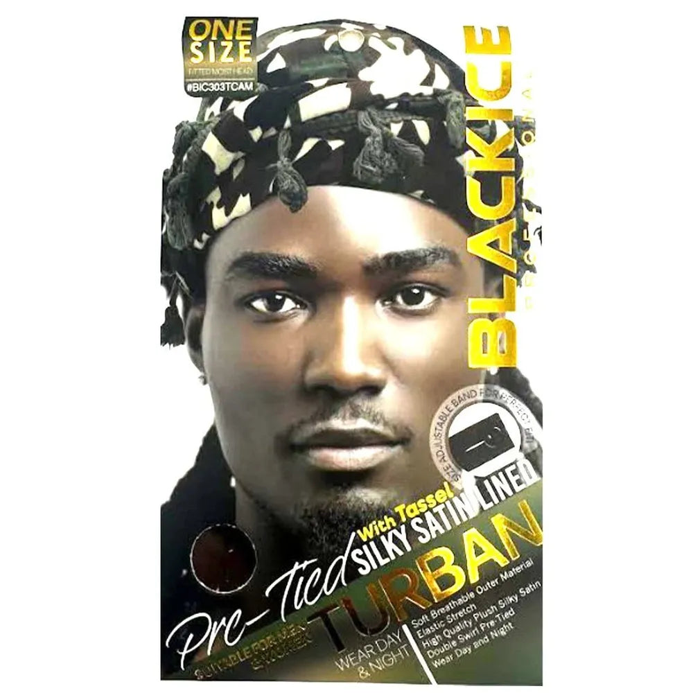 Black Ice Professional Silky Satin Lined Turban – Pre - Tied - Beauty Exchange Beauty Supply