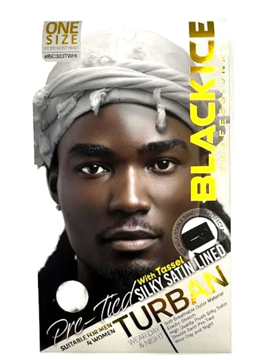 Black Ice Professional Silky Satin Lined Turban – Pre - Tied - Beauty Exchange Beauty Supply