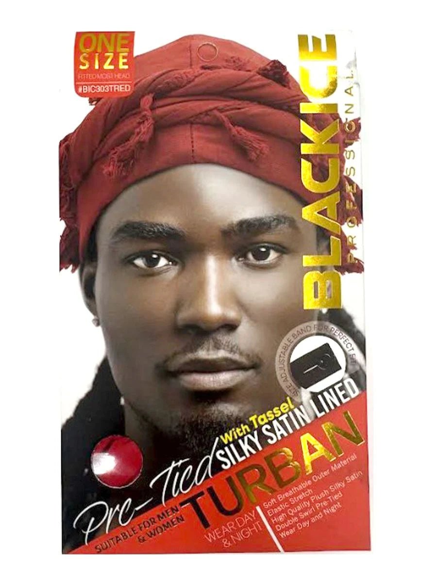Black Ice Professional Silky Satin Lined Turban – Pre - Tied - Beauty Exchange Beauty Supply