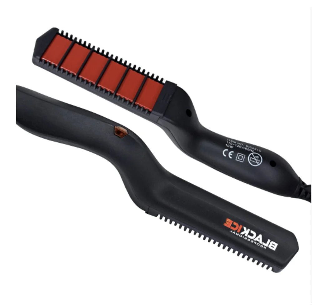 Black Ice Straightening Comb – Heated Styling Tool for Hair & Beard - Beauty Exchange Beauty Supply