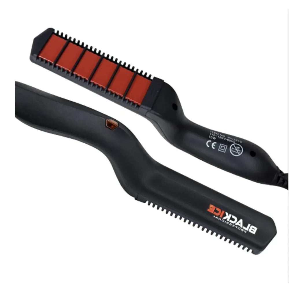 Black Ice Straightening Comb – Heated Styling Tool for Hair & Beard - Beauty Exchange Beauty Supply