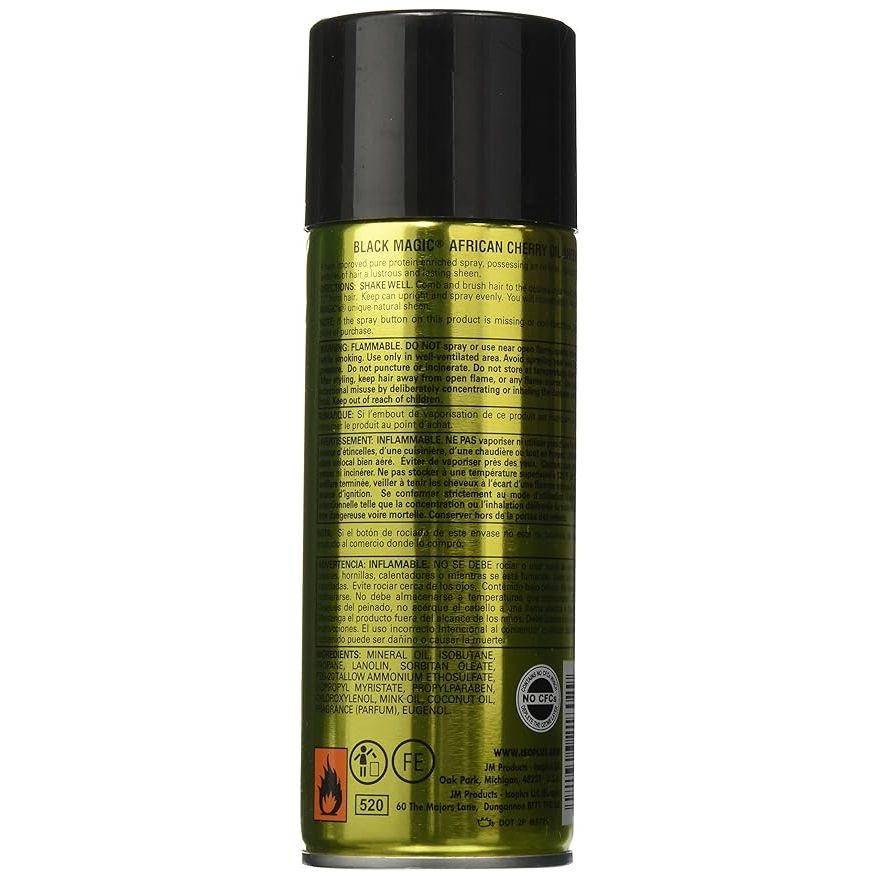 Black Magic Oil Sheen – Coconut & Cherry (Isoplus Private Collection), Lightweight Shine Spray – 10.5 oz - Beauty Exchange Beauty Supply