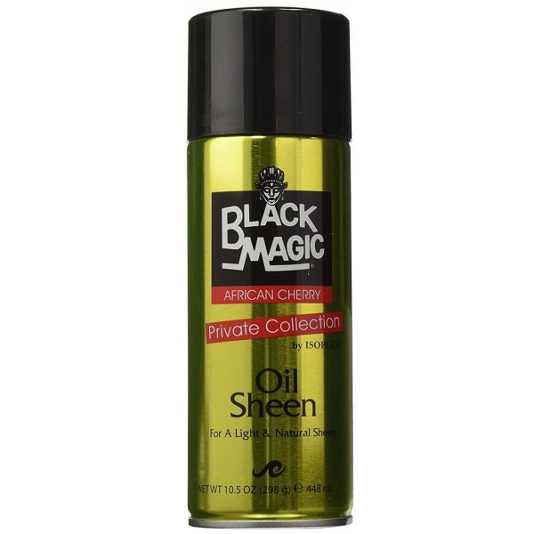 Black Magic Oil Sheen – Coconut & Cherry (Isoplus Private Collection), Lightweight Shine Spray – 10.5 oz - Beauty Exchange Beauty Supply