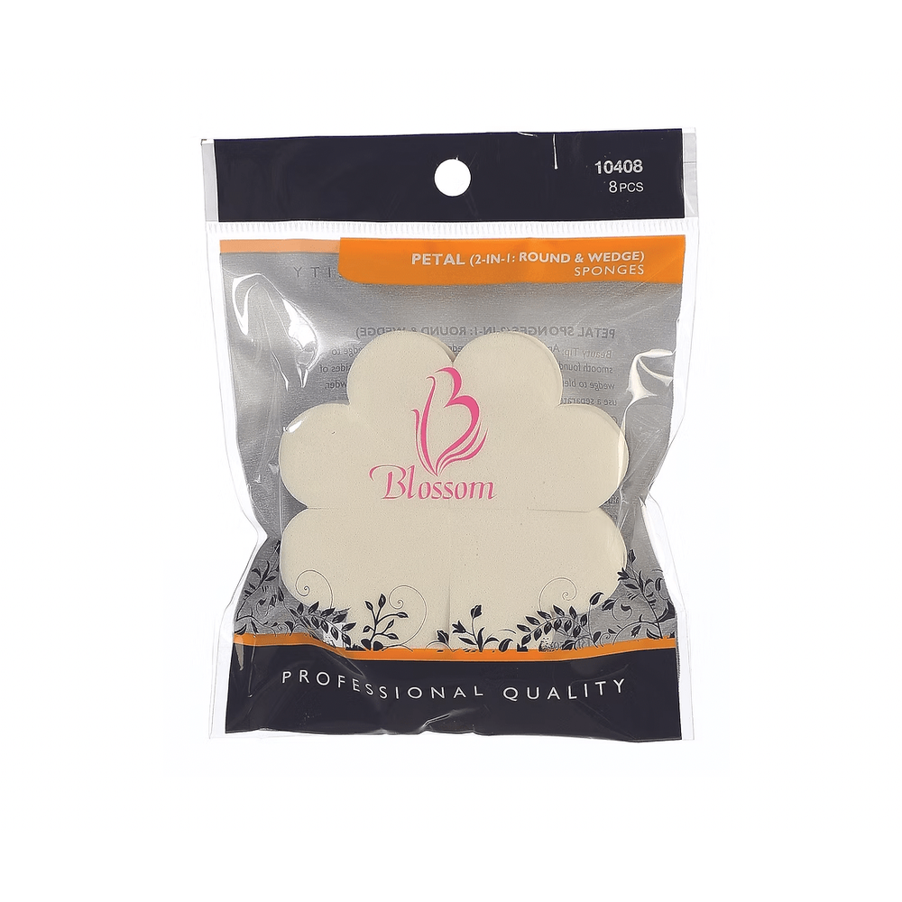 Blossom Professional Petal Sponges โ 2 - in - 1 Round & Wedge for Flawless Makeup | 8pcs - Beauty Exchange Beauty Supply